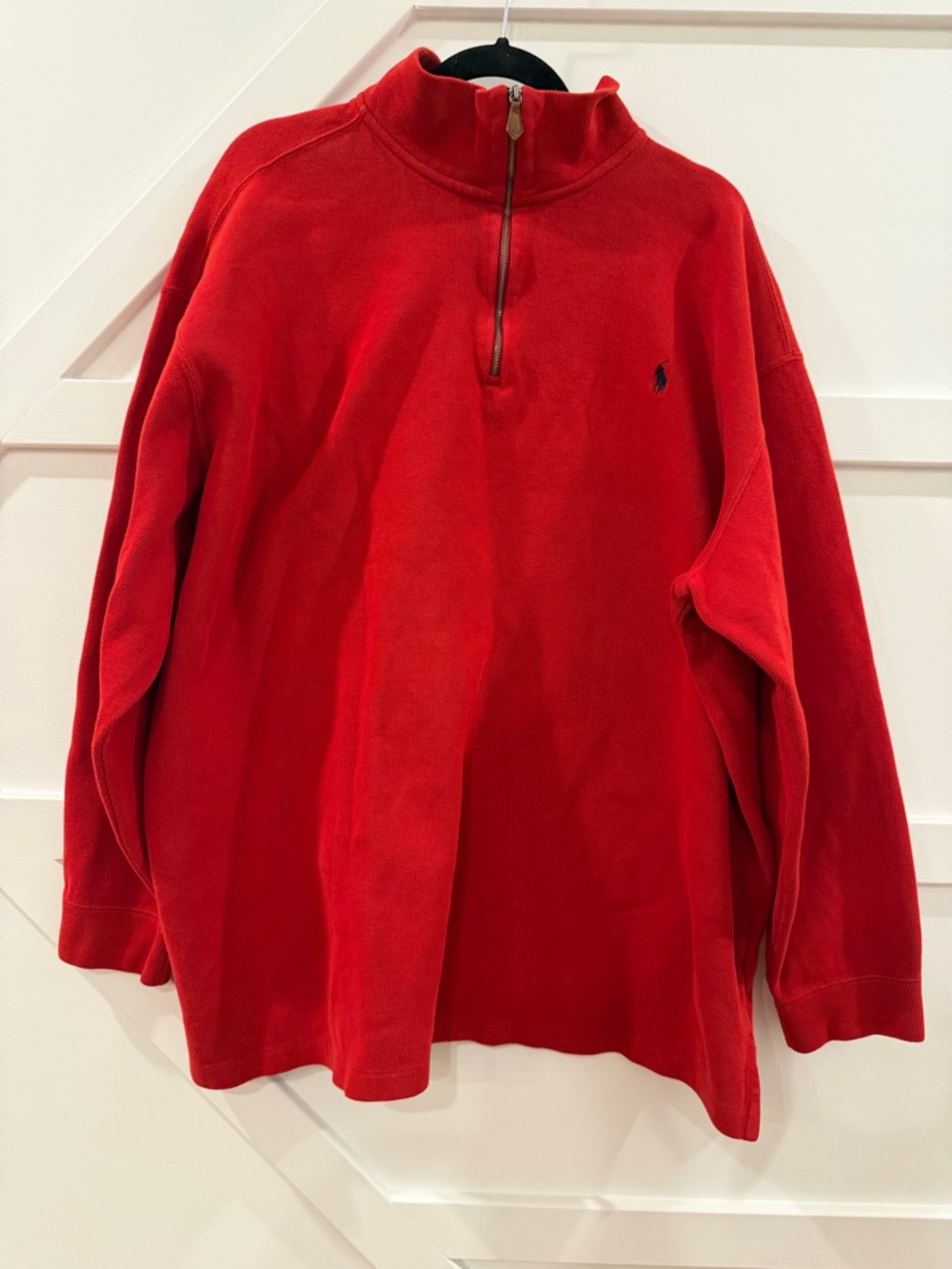 Polo Ralph Lauren Sweater Mens 3XLT Red Quarter Zip Mock Neck Pony Logo Tall